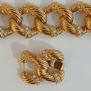 Camrose Kross Jacqueline Kennedy JBK  Crystal Gold Plate Rope Link Bracelet